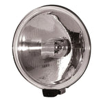 Two Hella 500 Series round halogen driving lights with black housings and protective white stone shields.