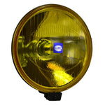 Hella 500 Series 6.4-inch round amber driving beam lamp with black ABS housing and vapor-deposited aluminum reflector.