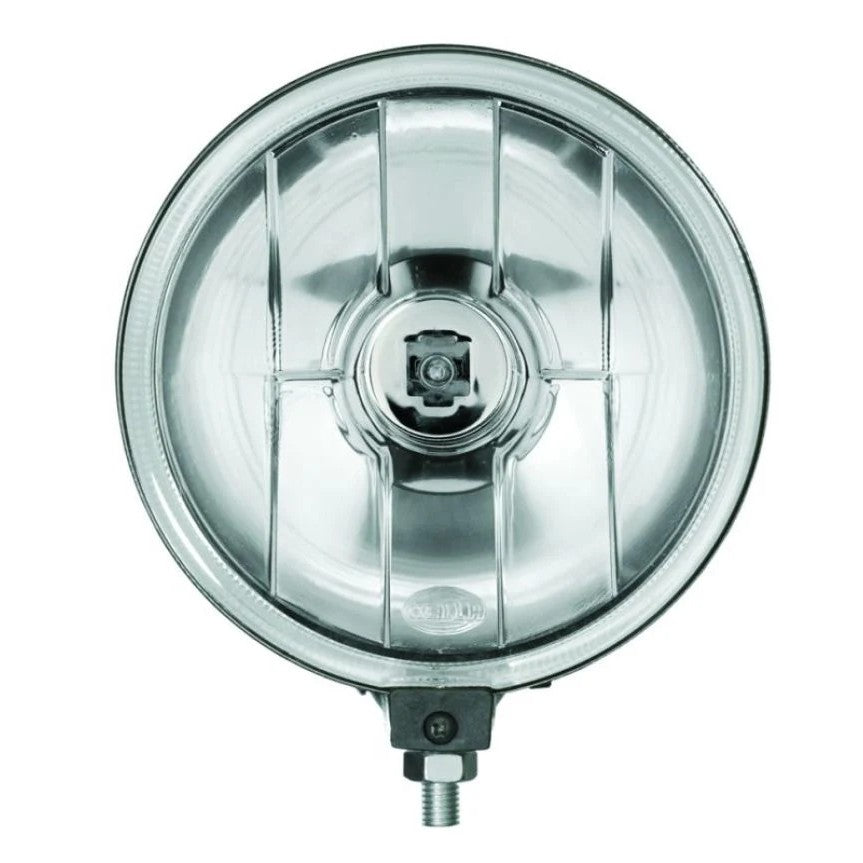 Hella 500FF round halogen driving lamps with black ABS housings and clear lenses