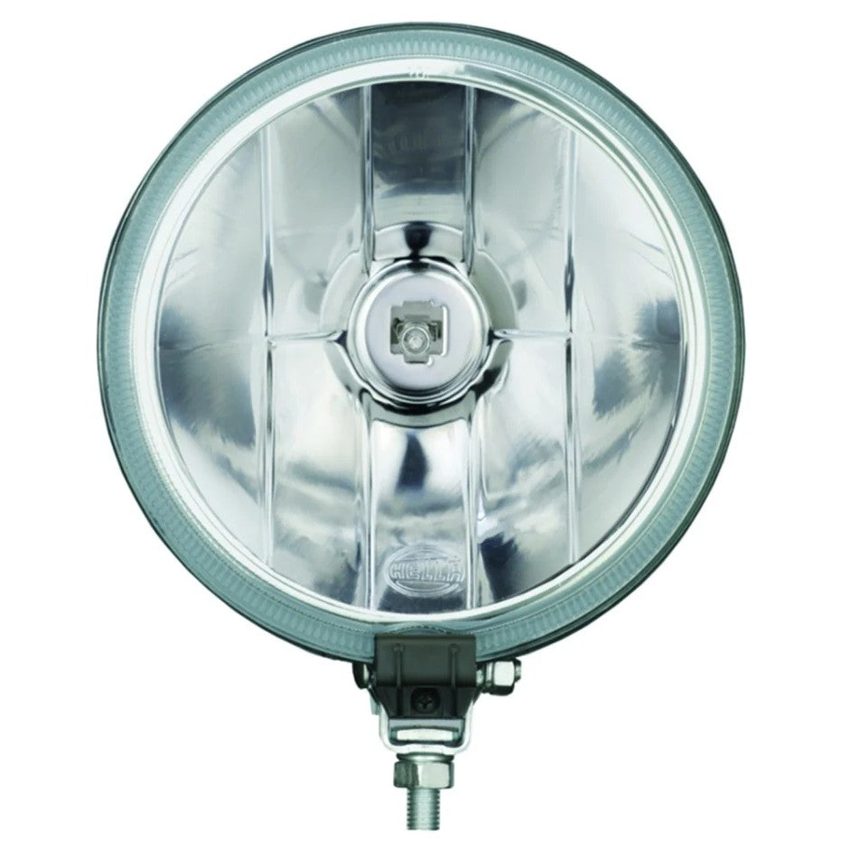Hella 700FF series round halogen driving lamps with protective stone shields and H3 bulbs.