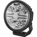 HELLA Blade 6-inch High Performance LED driving lamps with circular white/amber accent lights and aluminum housing.