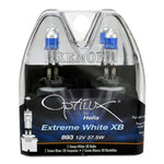 Hella Optilux 893 Extreme White XB xenon-white halogen bulbs with blue-tinted glass, twin pack.