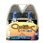 Pair of Hella Optilux XB H1 100W Extreme White high-output halogen headlight bulbs.