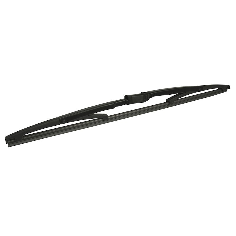 Hella 16-inch black hybrid rear wiper blade featuring a graphite-coated rubber strip and multi-clip attachment.