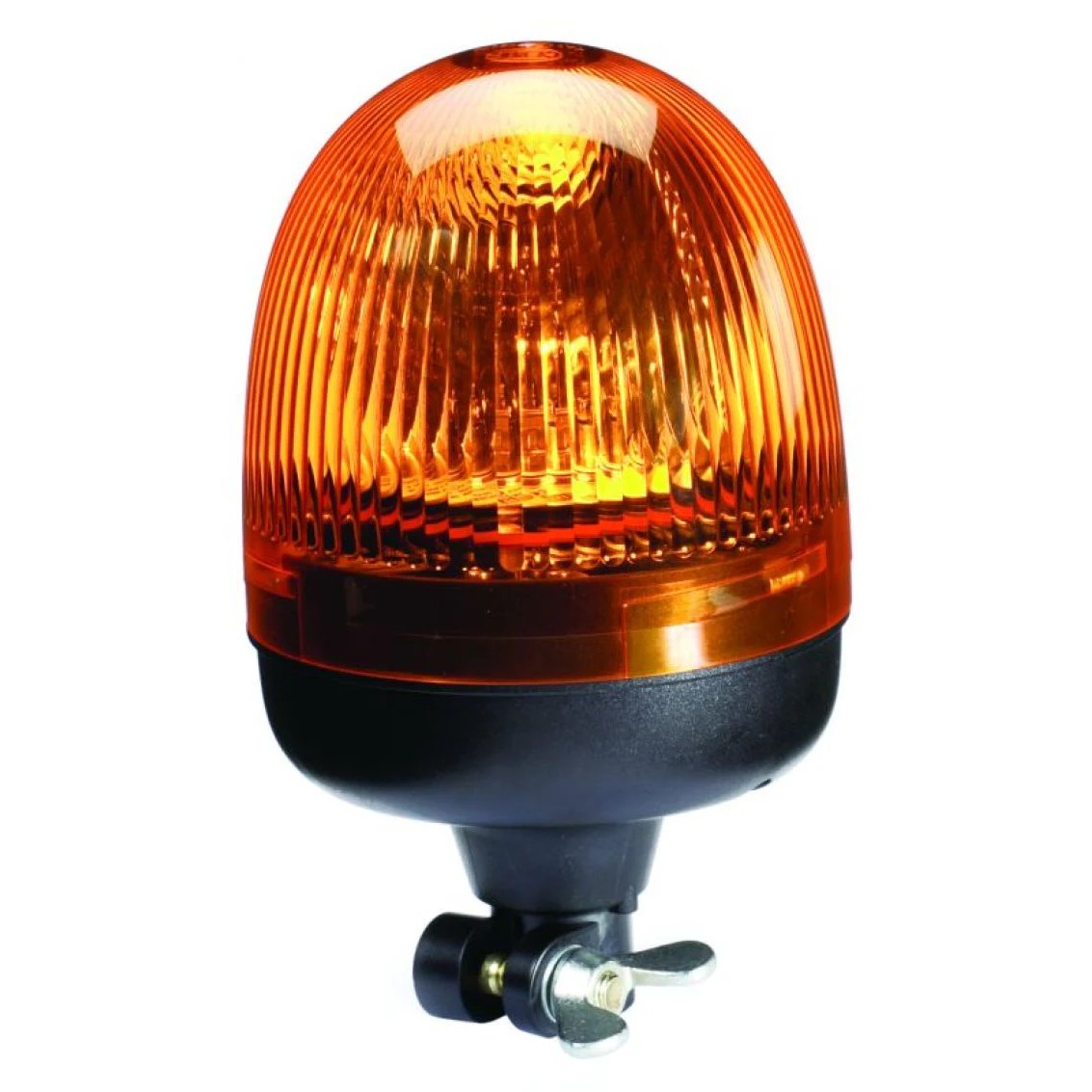 Hella Rota Compact amber rotating beacon featuring a 12V lens on a black flexible pole mount.