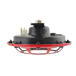 Hella Supertone 500Hz 12V high-tone horn featuring a red protective grille and integrated metal mounting bracket.