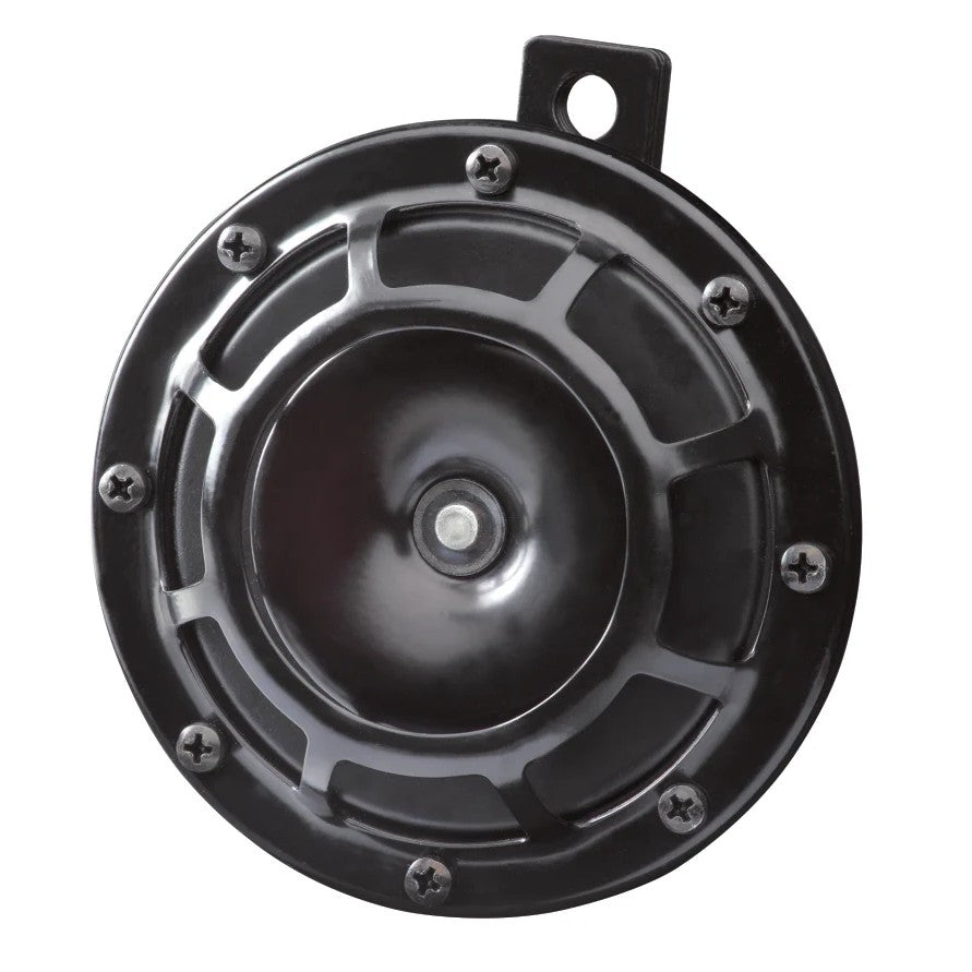 Hella B133 Supertone 24V high-performance horn set in matte black finish with protective grills.