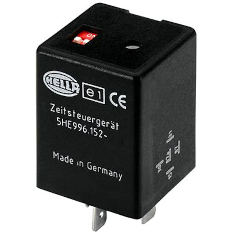 Hella 24V 5-pin timer control relay with switch-off delay function, part number 996152141.