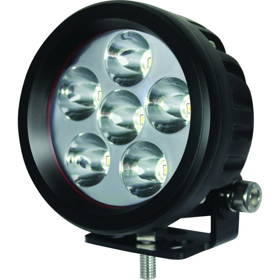 HELLA ValueFit 90mm PED 6-LED off-road spot light with die-cast aluminum housing and stainless steel bracket.