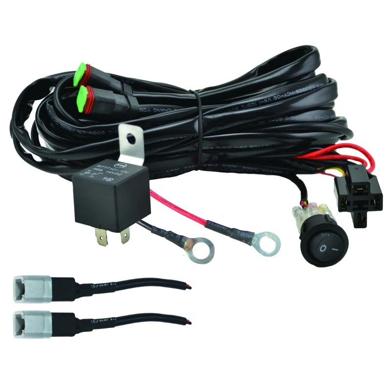 HELLA ValueFit wiring harness kit including relay, fuse, and dual lamp connectors for 300W max load.