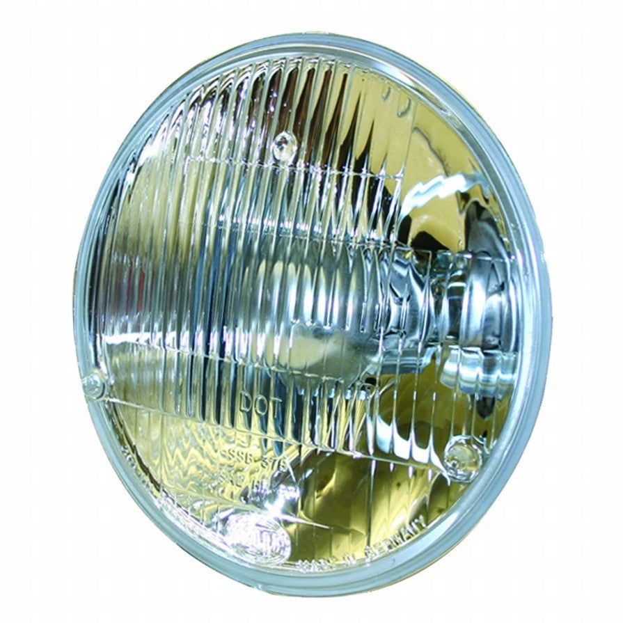 Hella Vision Plus 7-inch 165mm round HB2 halogen headlamp insert with clear glass lens and faceted internal reflector.