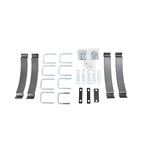 Hellwig EZ Level 1000 black powder-coated helper springs with zinc-plated U-bolts and mounting hardware.