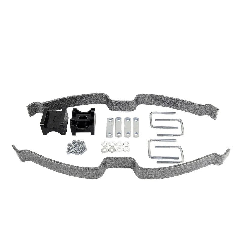 Hellwig 1904 EZ-990 single leaf helper spring with u-bolt mounting hardware for Ford Transit cargo vans.