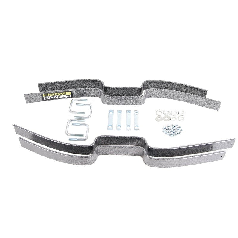 Hellwig 9706 Contact Helper Spring kit featuring two black steel leaves for Ford F-250 and F-350 Super Duty trucks