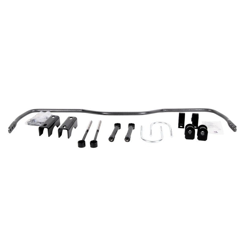 Hellwig 7/8-inch solid chromoly adjustable rear sway bar in black powder coat finish.