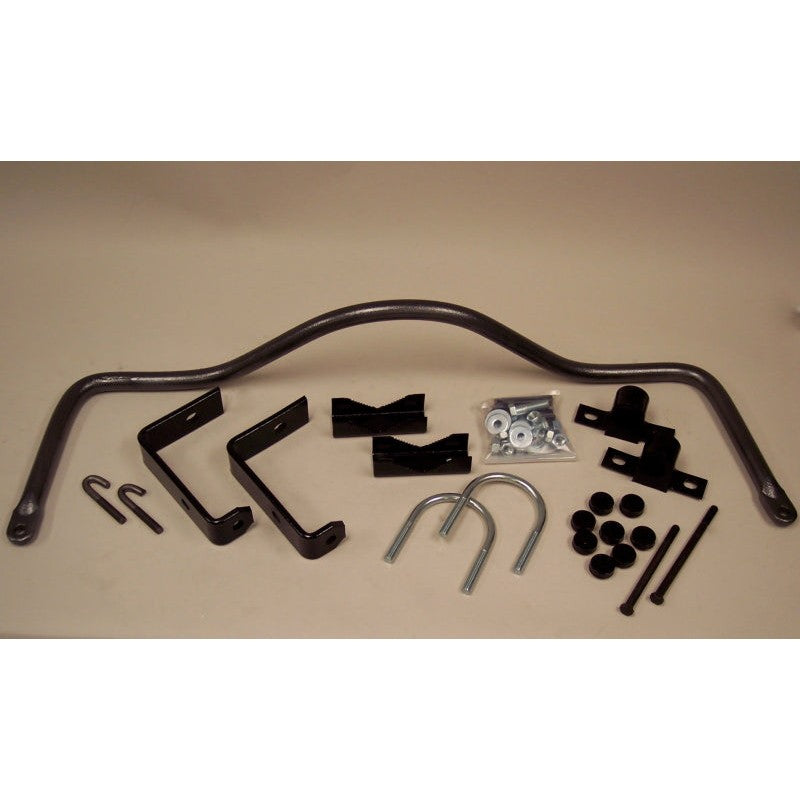 Hellwig 1-1/8 inch solid heat-treated chromoly rear sway bar with mounting hardware and bushings.