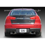 HKS Hi-Power dual tip catback exhaust system with polished canisters and tips for 2008-2009 Mitsubishi Evolution X