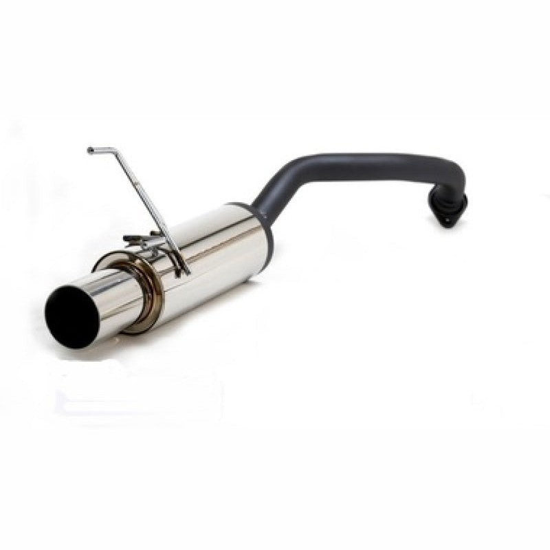 HKS Hi-Power rear section exhaust muffler made of polished SUS304 stainless steel for the 2009-2014 Honda Fit.
