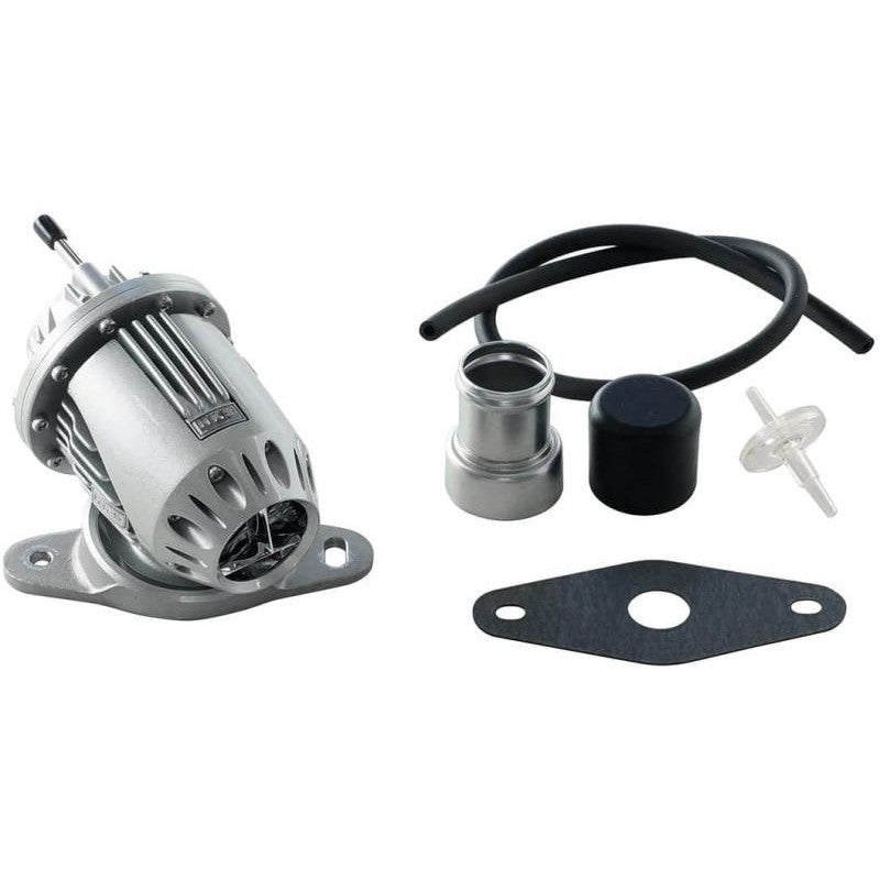 HKS Super SQV4 silver blow off valve with vehicle-specific mounting flange and hardware for 2010 Mazdaspeed 3.