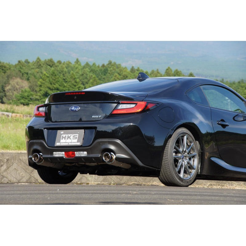 HKS Hi-Power SPEC-L2 performance muffler for 2022+ Subaru BRZ ZD8 with dual exit tips.