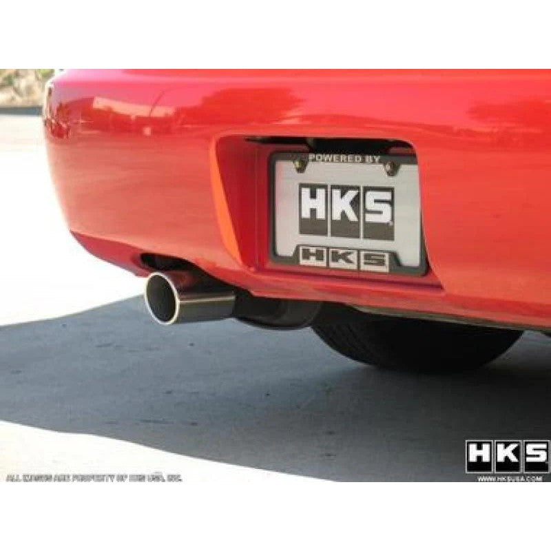 HKS Sport Cat-Back Exhaust system featuring polished muffler and tip for Nissan 240SX S13.