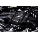 HKS dry carbon engine cover in twill weave carbon fiber for Toyota GR86 and Subaru BRZ.