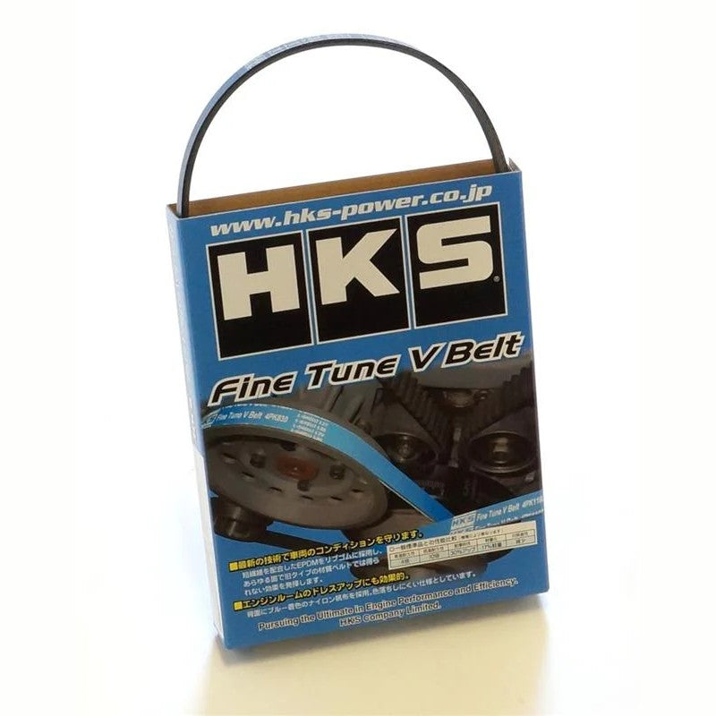 HKS Fine Tune V-Belt 4PK875 showing the 4-rib high-performance EPDM rubber construction.