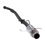 HKS Hi-Power 409 cat-back exhaust system featuring a polished stainless steel muffler and tip for Nissan Skyline R33.