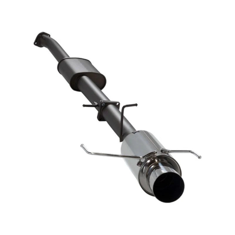 HKS Hi-Power 409 exhaust system for Nissan Skyline ER34 2-door featuring a stainless steel muffler and tip