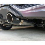 HKS Hi-Power exhaust muffler with a polished stainless steel canister and a carbon fiber exhaust tip.