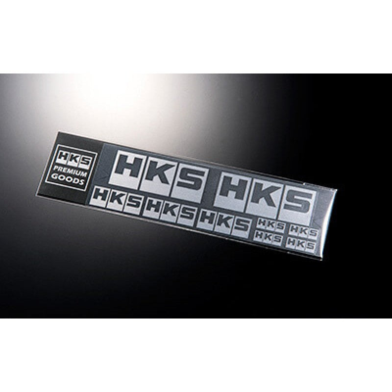 Genuine HKS embossed metal logo sticker with self-adhesive backing