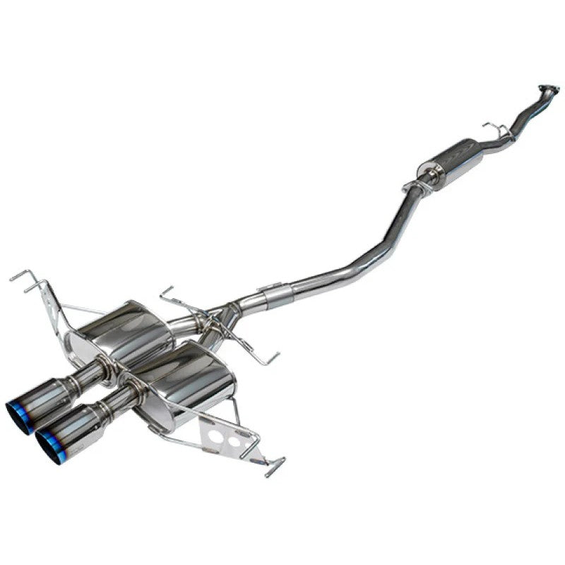 HKS LEGAMAX Premium center-exit stainless steel exhaust system with dual polished tips for Honda Civic FK7 Hatchback