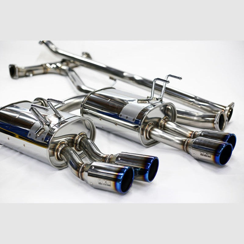 HKS LEGAMAX Premium stainless steel exhaust system with polished tips for Honda Civic Sedan FC