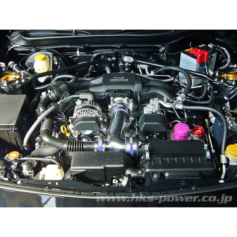 HKS Premium Suction intake kit with polished aluminum suction pipe and Super Hybrid air filter for FA20 engines