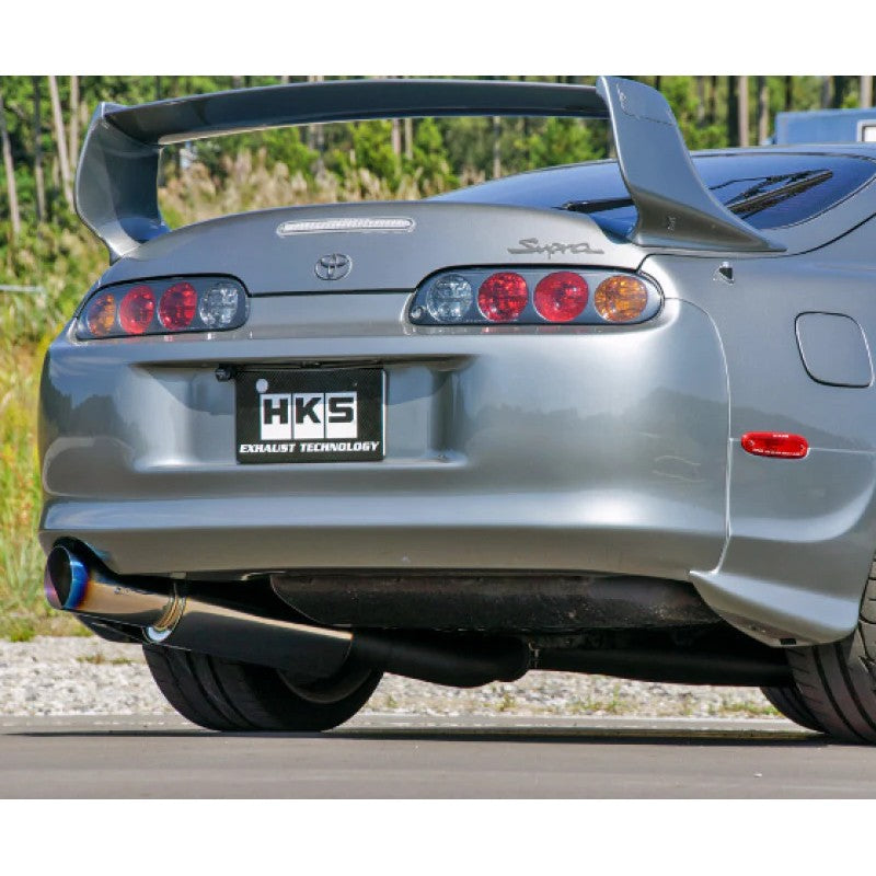 HKS Racing Muffler performance exhaust system for USA-spec Toyota Supra JZA80.