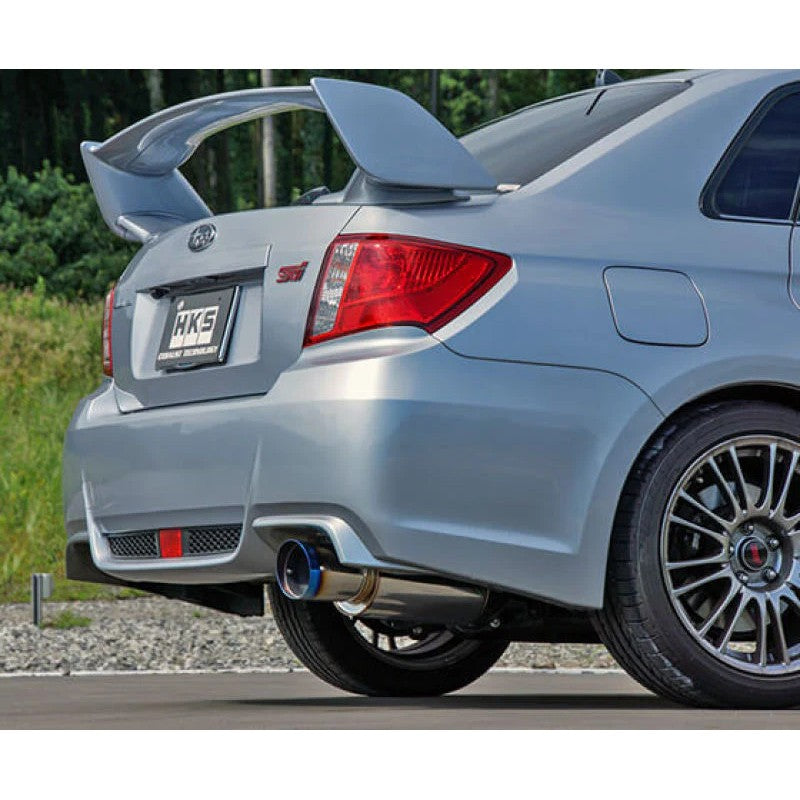 Polished HKS Racing Muffler exhaust system for 2011-2014 Subaru WRX STI Sedan