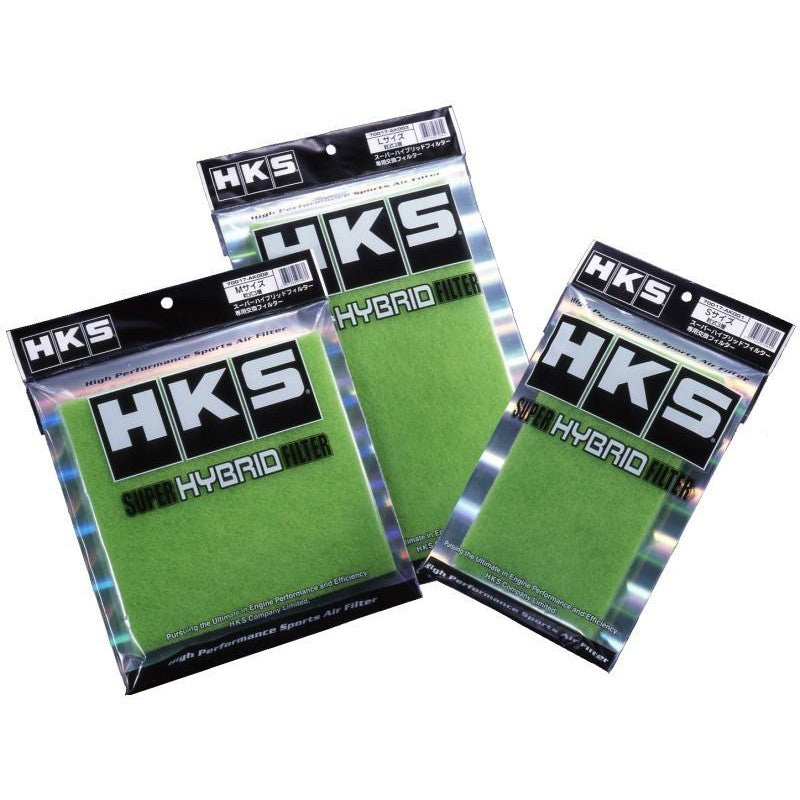 HKS SHF Super Hybrid Filter M-Size 3-Row replacement air filter element 70017-AK002 showing the 3-layer dry media structure.