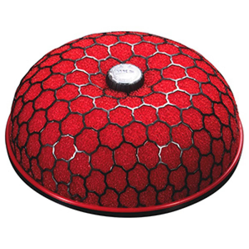 Red HKS Super Power Flow air filter assembly with 150mm hemispherical frame and 80mm inlet