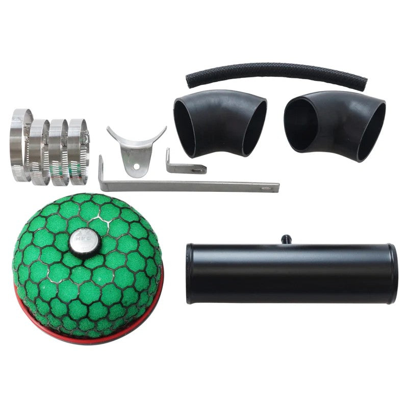 HKS Super Power Flow air intake assembly featuring a green dry filter and honeycomb frame for GD1 GD2 and GD3 engines.