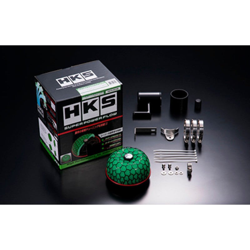 HKS Super Power Flow high-flow air intake kit with green filter and honeycomb frame for Toyota Aristo JZS161 2JZ-GTE.