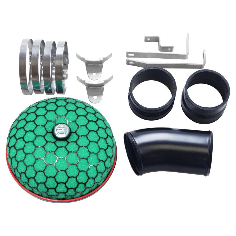 HKS Super Power Flow performance air intake kit with green filter and honeycomb frame for 1JZ-GTE VVT-i engines.