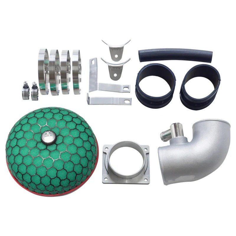 HKS Super Power Flow air intake system featuring a red filter element and silver honeycomb frame for SR20DET RPS13