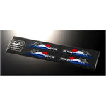 Four HKS logo vinyl stickers in a set featuring the classic HKS brand color scheme and typography.