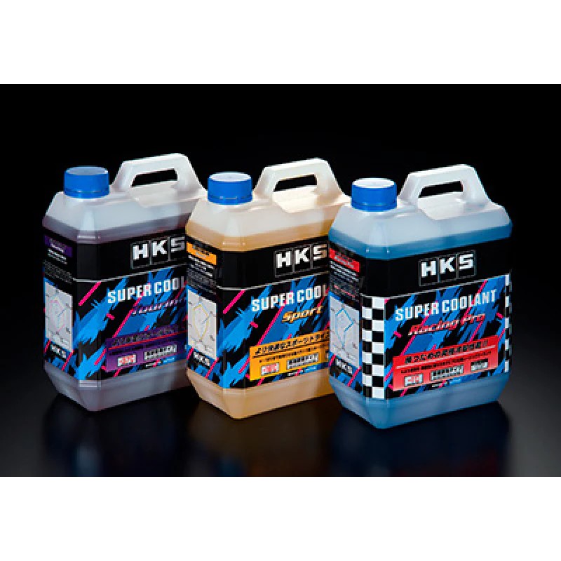 4-liter jug of HKS Super Coolant Sport high-performance engine coolant in a bulk case