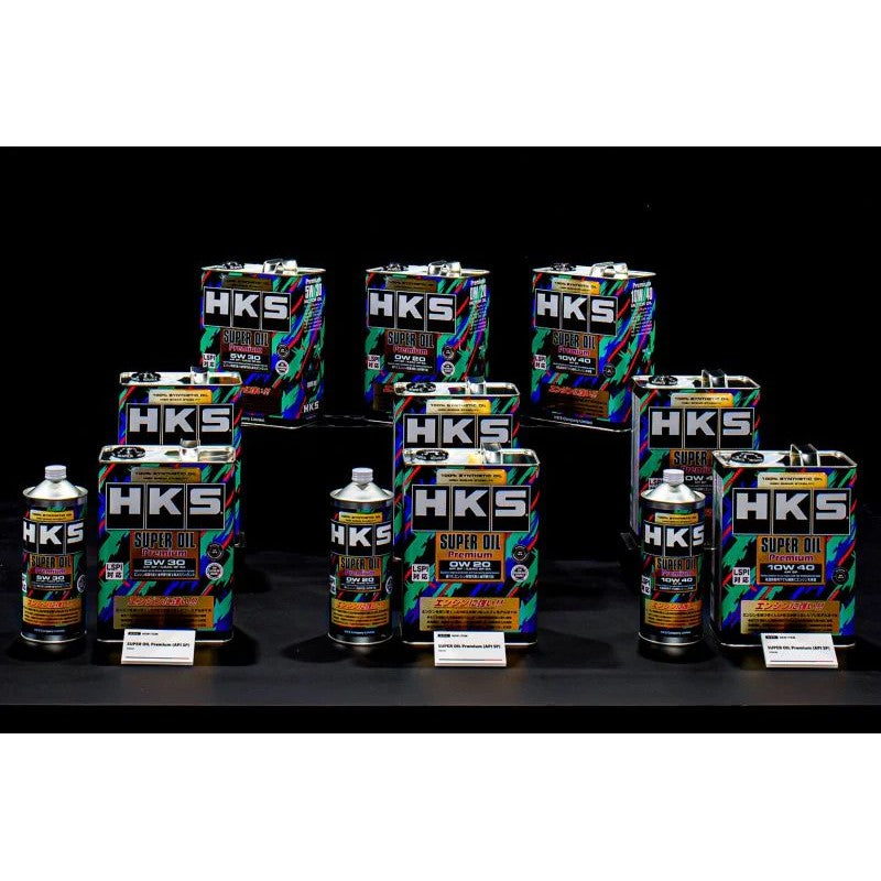 1 Liter bottle of HKS Super Oil 10W-40 featuring API SP certification on the label.