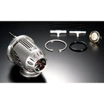 Silver HKS Super SQV4 universal blow off valve assembly with vacuum filter and mounting hardware.