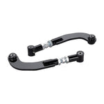 Hotchkis Sport Suspension rear camber links with tubular steel arms, billet aluminum hex adjusters, and blue bushings.
