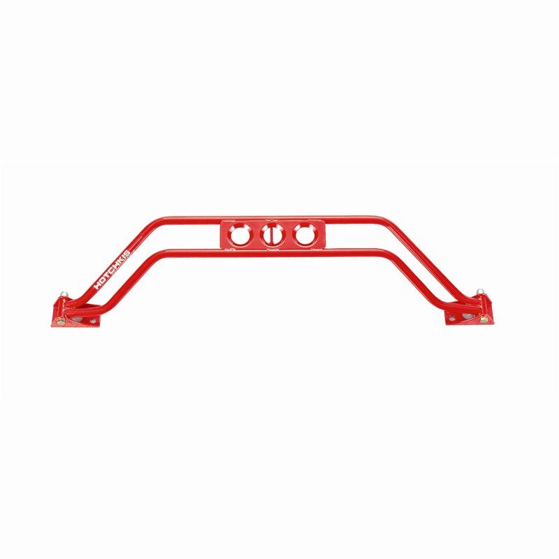 Red powder-coated Hotchkis aluminum strut tower brace for 1993-2002 Chevrolet Camaro and Pontiac Firebird