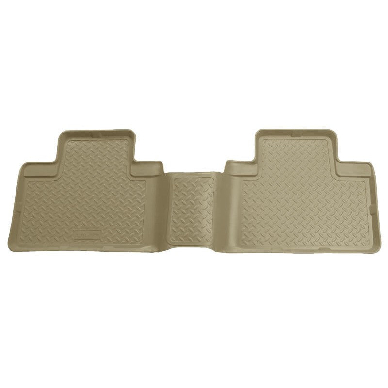 Tan Husky Liners Classic Style 3rd row floor liner for 2000-2005 Ford Excursion featuring UniEdge liquid containment ribs.