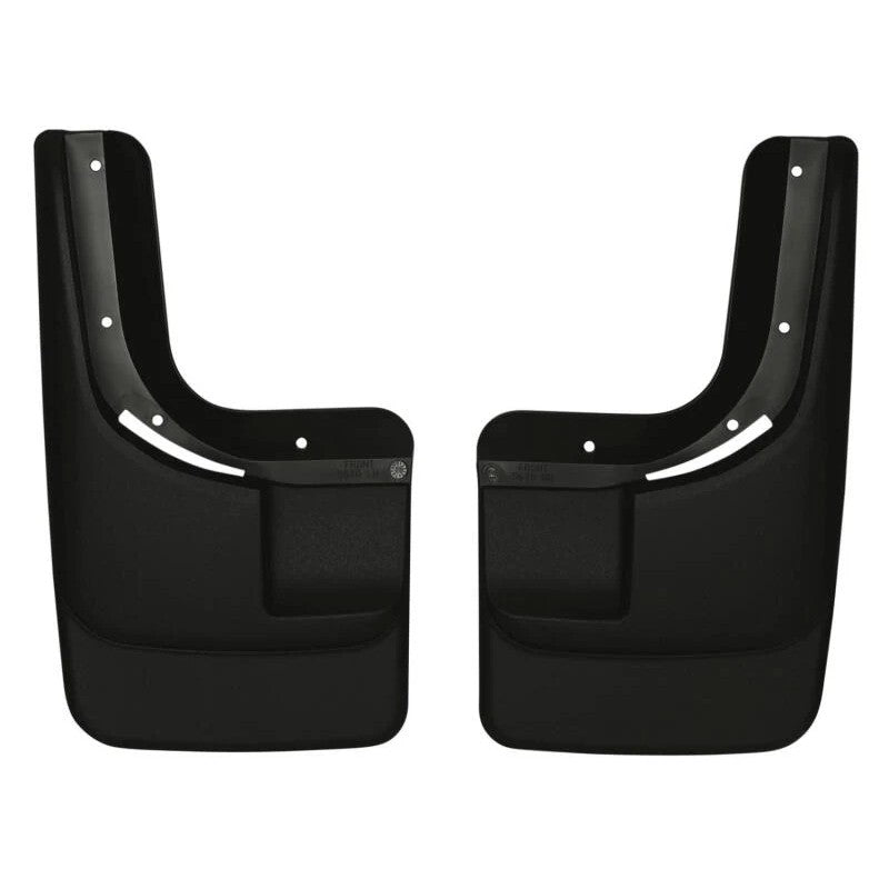 Husky Liners custom-molded black thermoplastic front mud guards for 2004-2012 Chevrolet Colorado and GMC Canyon.